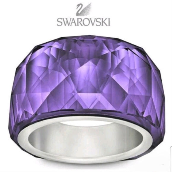 Swarovski Jewelry - Swarovski Rhodium Plated Crystal Nirvana Purple Velvet Ring Size 7